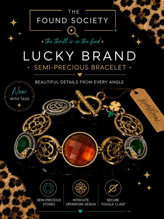 Lucky Brand Jewelry - Lucky Brand Semi-Precious Stone Mixed Metal Bracelet | NWT